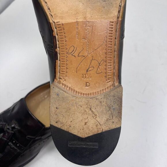 Salvatore Ferragamo mens Vintage wing tip oxfords US 11.5D BoxH brown - Picture 7 of 8